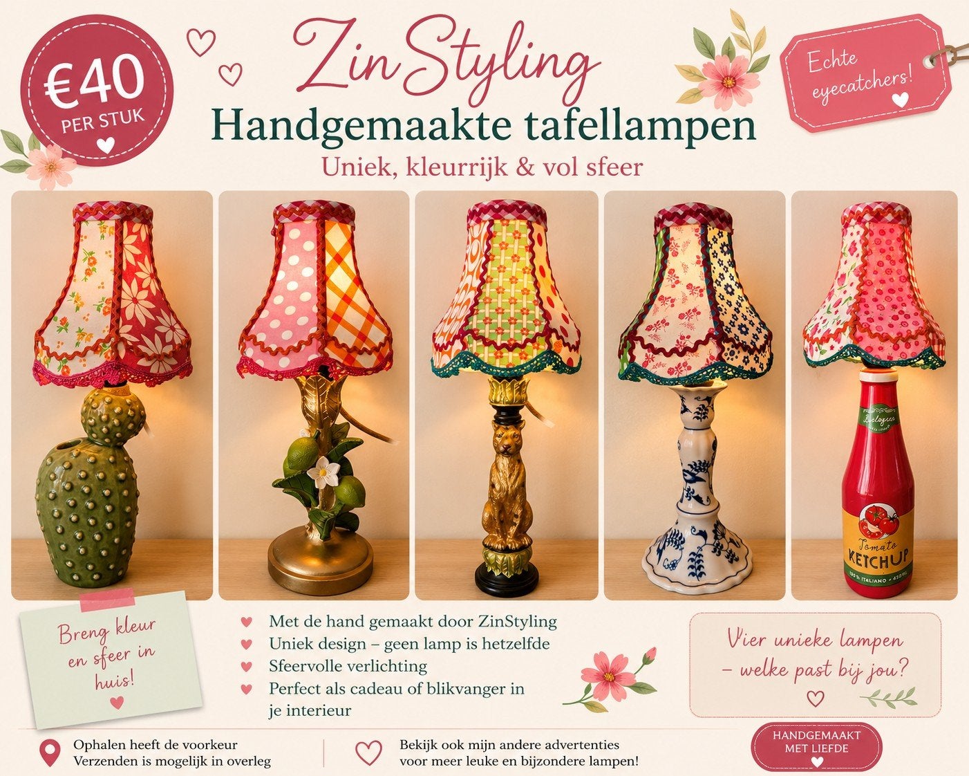 Tafellampen sfeerlamp lamp bedlamp, Huis en Inrichting, Overige merken, Vintage, Textiel, Nieuw