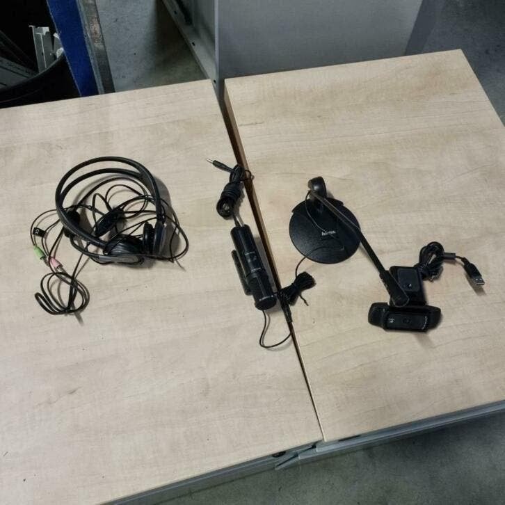 webcam-microfoon-microfoon op standaard en headset Senheiser, Ophalen, Gebruikt, Microfoon