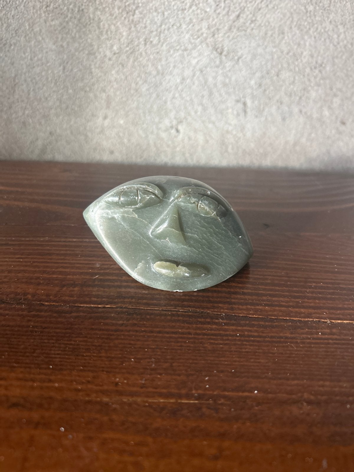 Vintage Speksteen Beeldje - Mysterieus Gezicht, Overige onderwerpen, Minder dan 20 cm, Ophalen of Verzenden, Handgemaakt