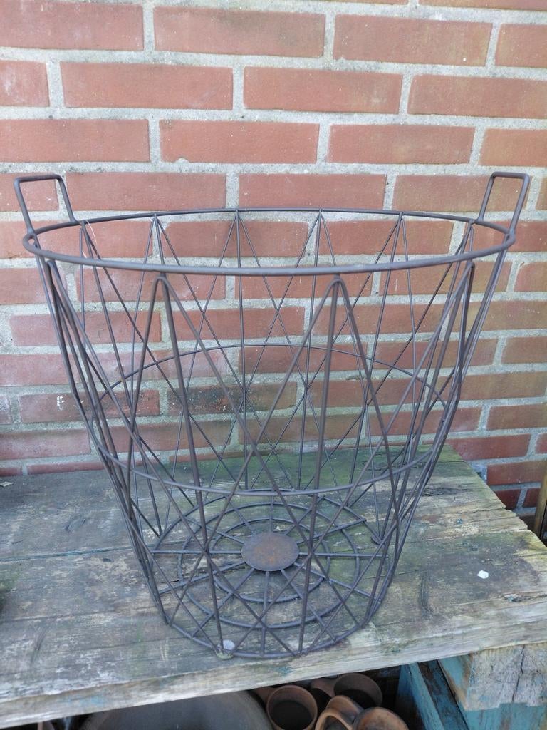 Metalen mand draadmand houtmand, Ophalen, Rond, Overige materialen