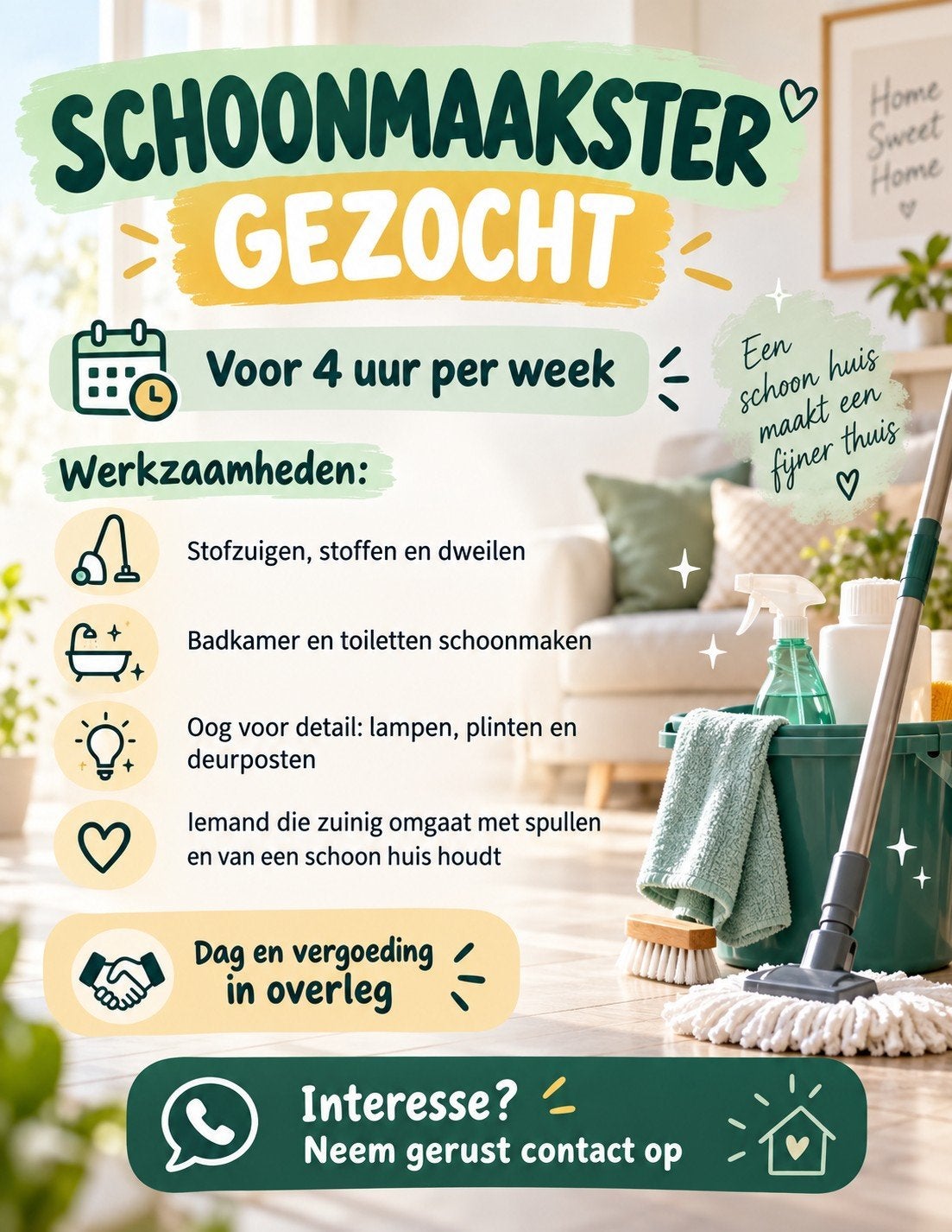 gezocht schoonmaakster, Ophalen, Overige typen