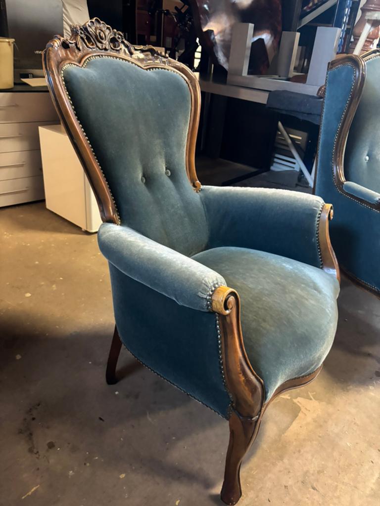 Antieke barok fauteuil - 75x75x45H, 1025xe, 75 tot 100 cm, Ophalen of Verzenden, Zo goed als nieuw