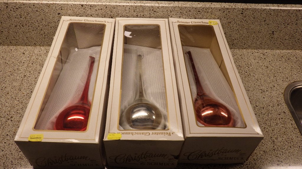 3 glazen grote kerstpegels, Diversen, Kerst, Ophalen of Verzenden, Gebruikt