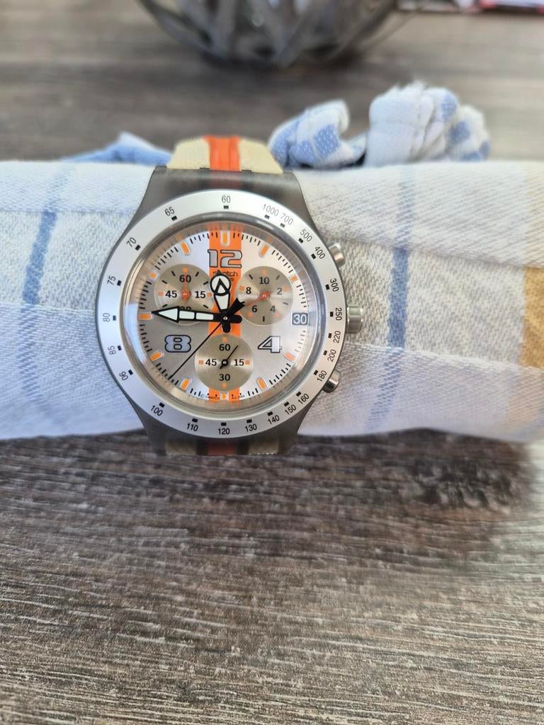 Swatch Irony Chrono Polshorloge - Gebruikt, Sieraden, Tassen en Uiterlijk, Horloges | Heren, Ophalen of Verzenden, Overige merken