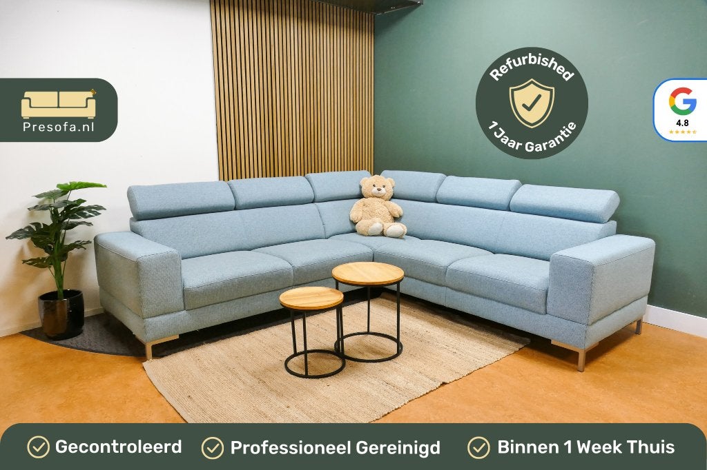 Montel Hoekbank Licht Blauw Tosca [Refurbished], 250 tot 300 cm, -, -, Hoekbank