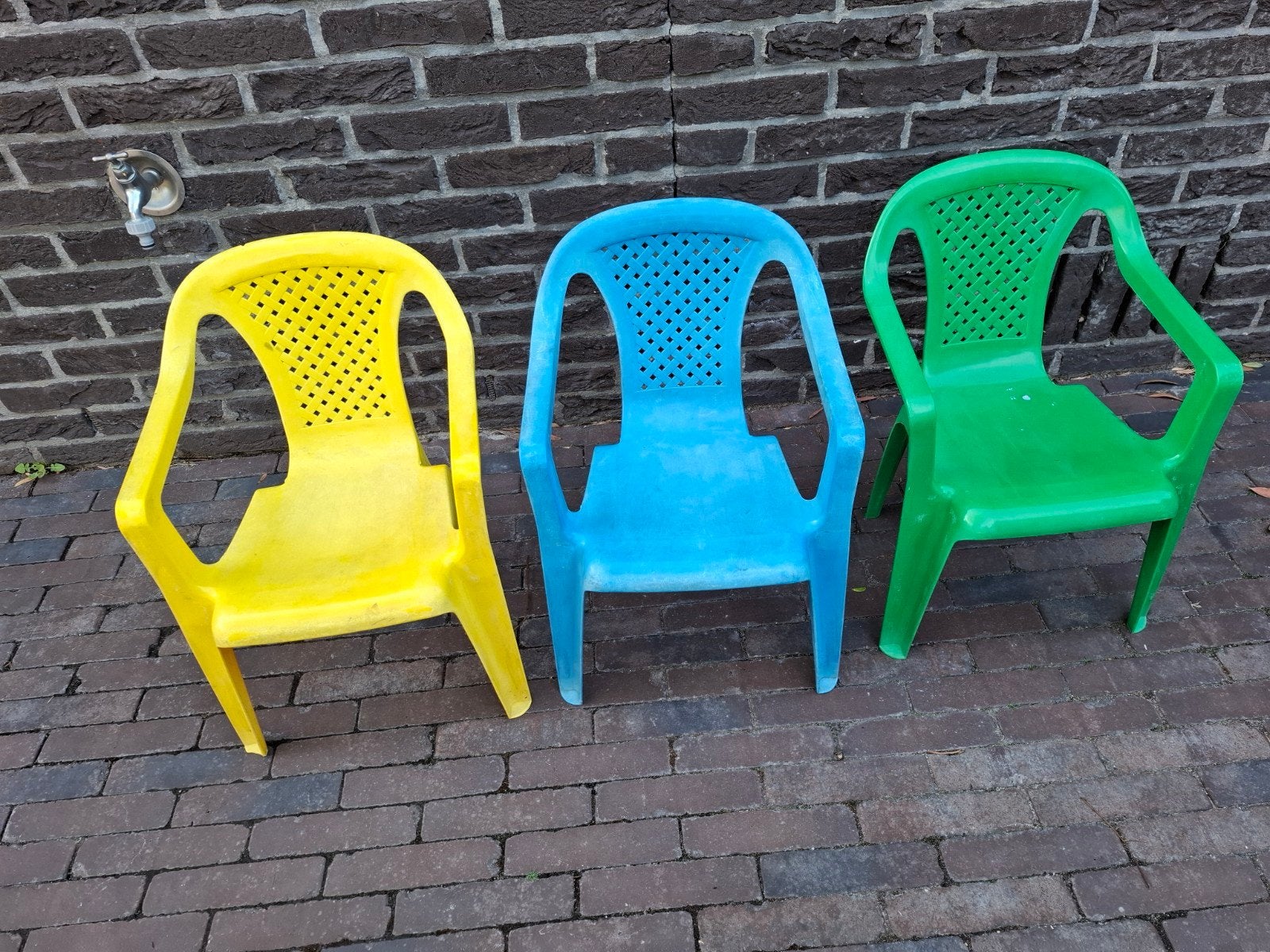 Set van 3 kleurrijke kinderstoelen, Ophalen, Gebruikt, Overige kleuren, Drie