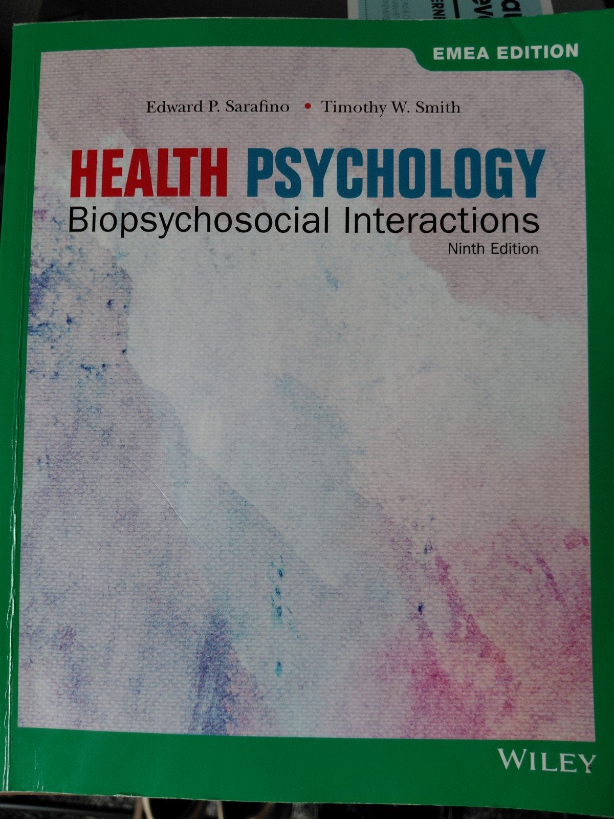 Health Psychology: Biopsychosocial Interactions (9e), Zo goed als nieuw, Edward P. Sarafino, Timothy W. Smith, Gamma, HBO