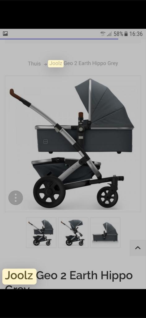 Joolz Geo 2 Earth Hippo Grey Combiwagen, Kinderen en Baby's, Kinderwagens en Combinaties, Overige merken, Gebruikt, Ophalen of Verzenden