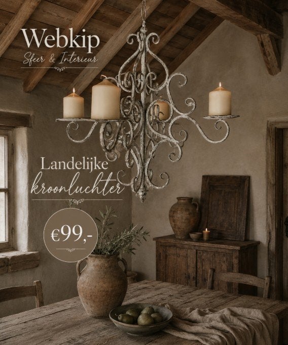 Prachtige Esschert kroonluchter old-grey nieuw sober kruik, Huis en Inrichting, Woonaccessoires | Overige, Ophalen of Verzenden