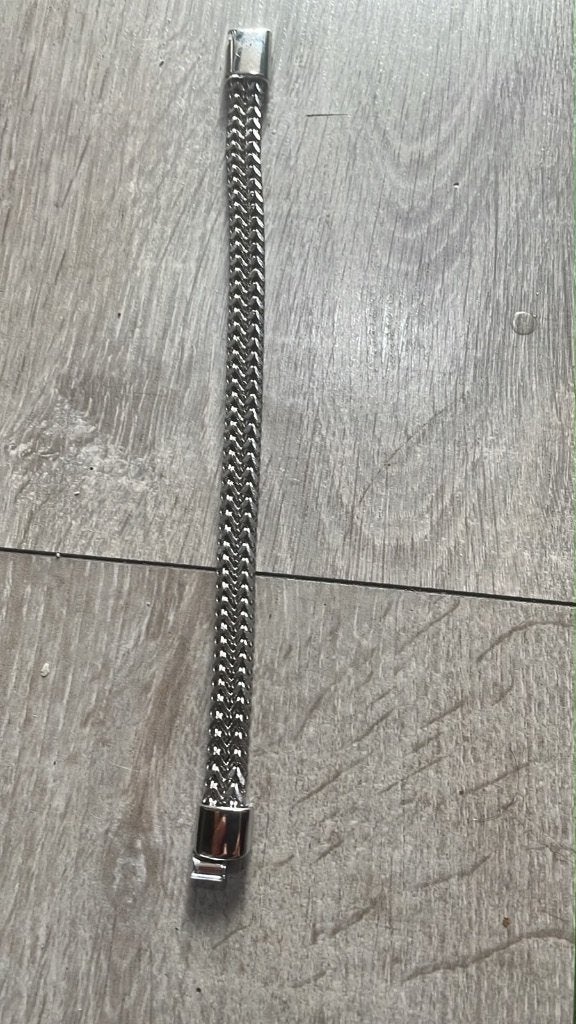 Stoere Zilverkleurige Gevlochten Heren Armband, Ophalen of Verzenden, Nieuw, Zilver, Staal