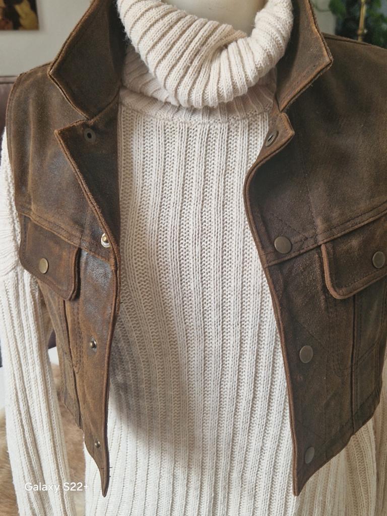 Dik geschuurd leren gilet lekker stoer gratis trui, Ophalen of Verzenden, Zo goed als nieuw, Zwart