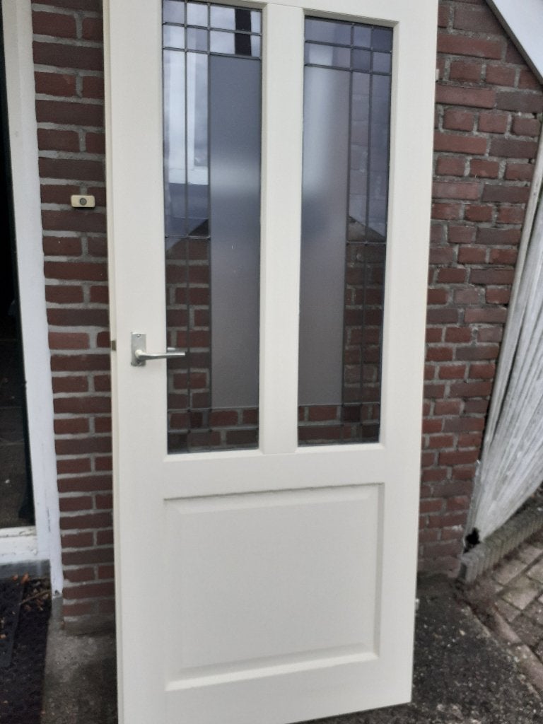 binnendeur met glas in lood, Doe-het-zelf en Verbouw, 80 tot 100 cm, Binnendeur, Ophalen of Verzenden, Zo goed als nieuw