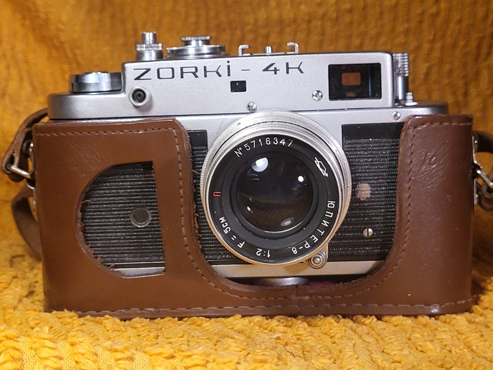 Zorki-4K camera met alu Jupiter-8 lens en leren tas, Audio, Tv en Foto, Fotocamera's Analoog, Ophalen of Verzenden, Gebruikt, Spiegelreflex