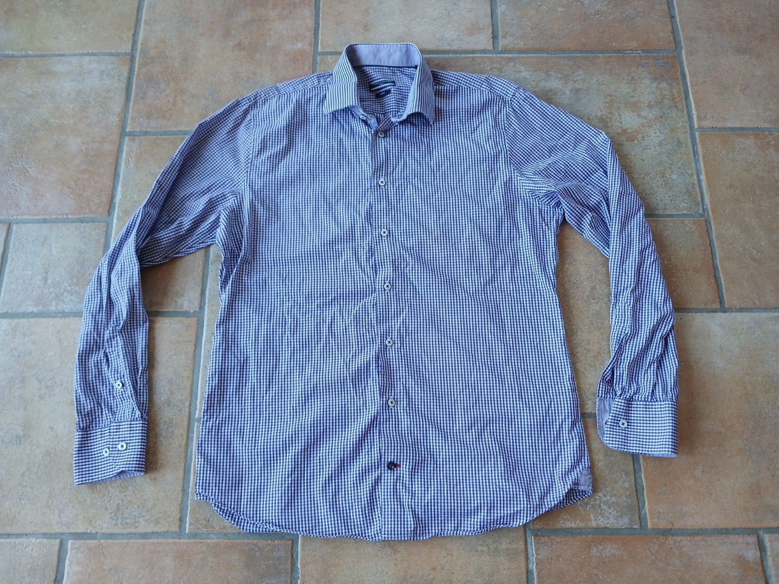 Tommy hilfiger overhemd maat 39, Paars, Tommy Hilfiger, Zo goed als nieuw, Halswijdte 39/40 (M)