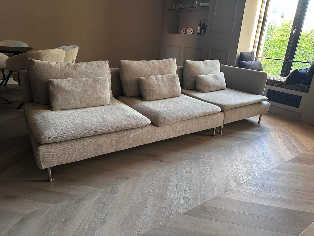 Söderhamn bank 3-zits en hoekelement Viarp beige/bruin, Ophalen, 250 tot 300 cm, Gebruikt, 75 tot 100 cm