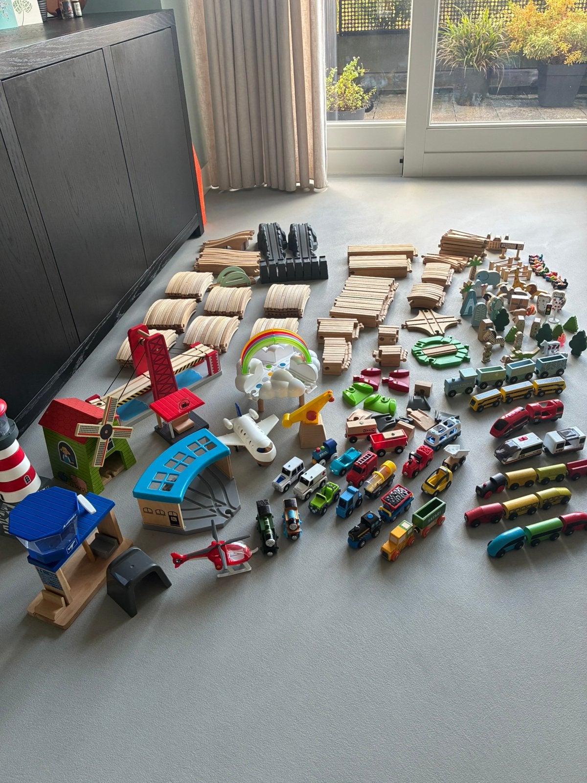 GIGANTISCHE houten treinbaan collectie – 300+ ONDERDELEN, Ophalen, Gebruikt