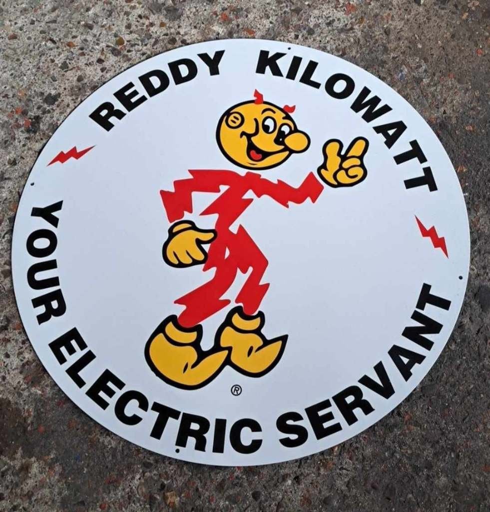 Reddy kilowatt groot emaillen reclame bord USA decoratie, Verzamelen, Reclamebord, Ophalen of Verzenden, Zo goed als nieuw, Info@americansaleshop.nl