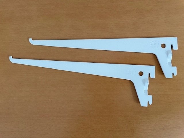 2 witte Plankdragers enkele rails 25 cm , Ophalen of Verzenden, Gebruikt