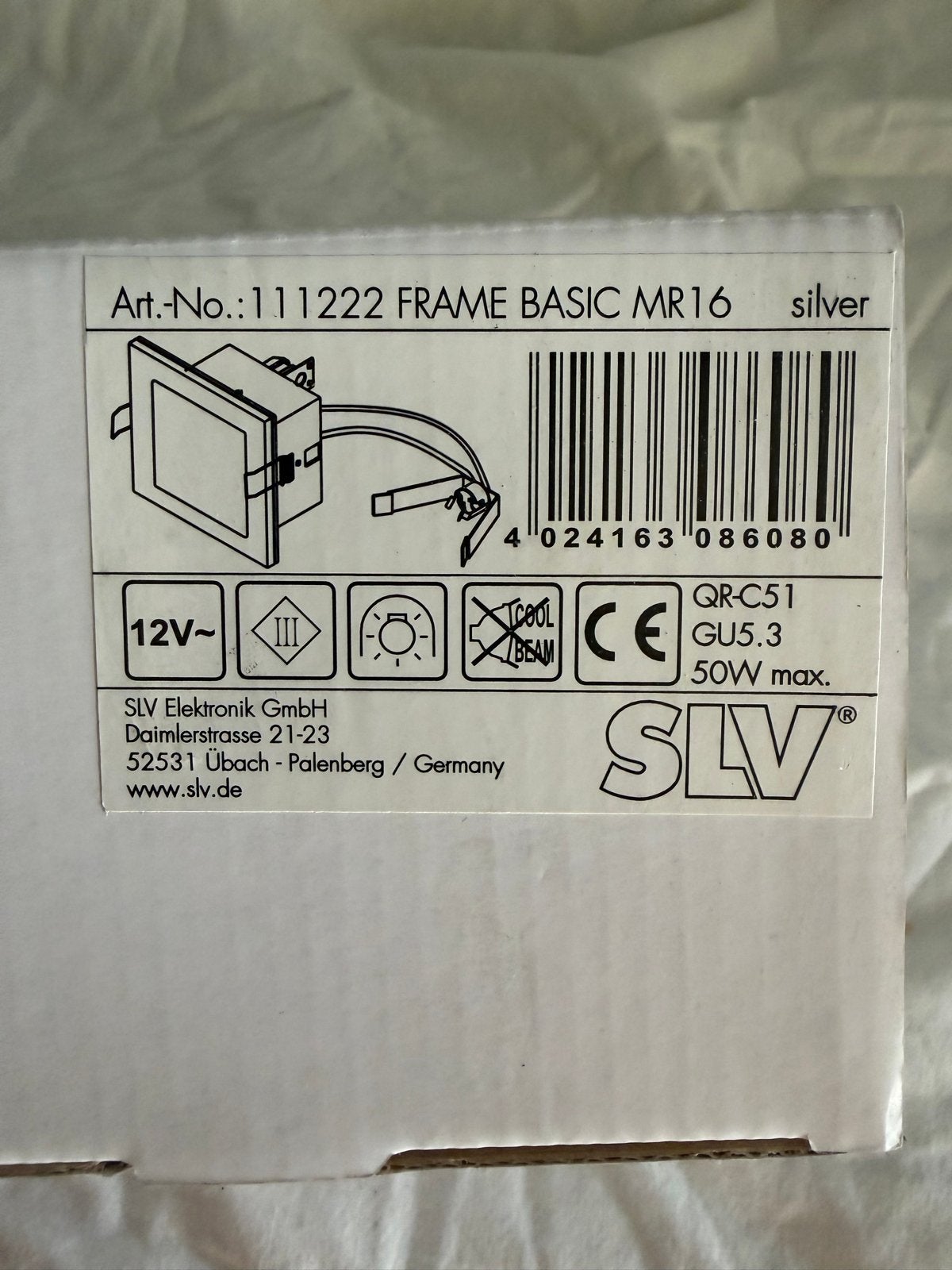 SLV Inbouwspot FRAME BASIC MR16 zilver GU5.3 12V, Halogeen, Verstelbaar, Overige merken, Nieuw