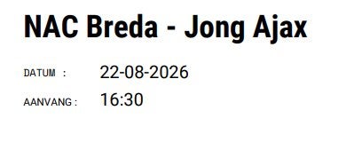 Ticket Nac - Jong Ajax B-Side, Eén persoon