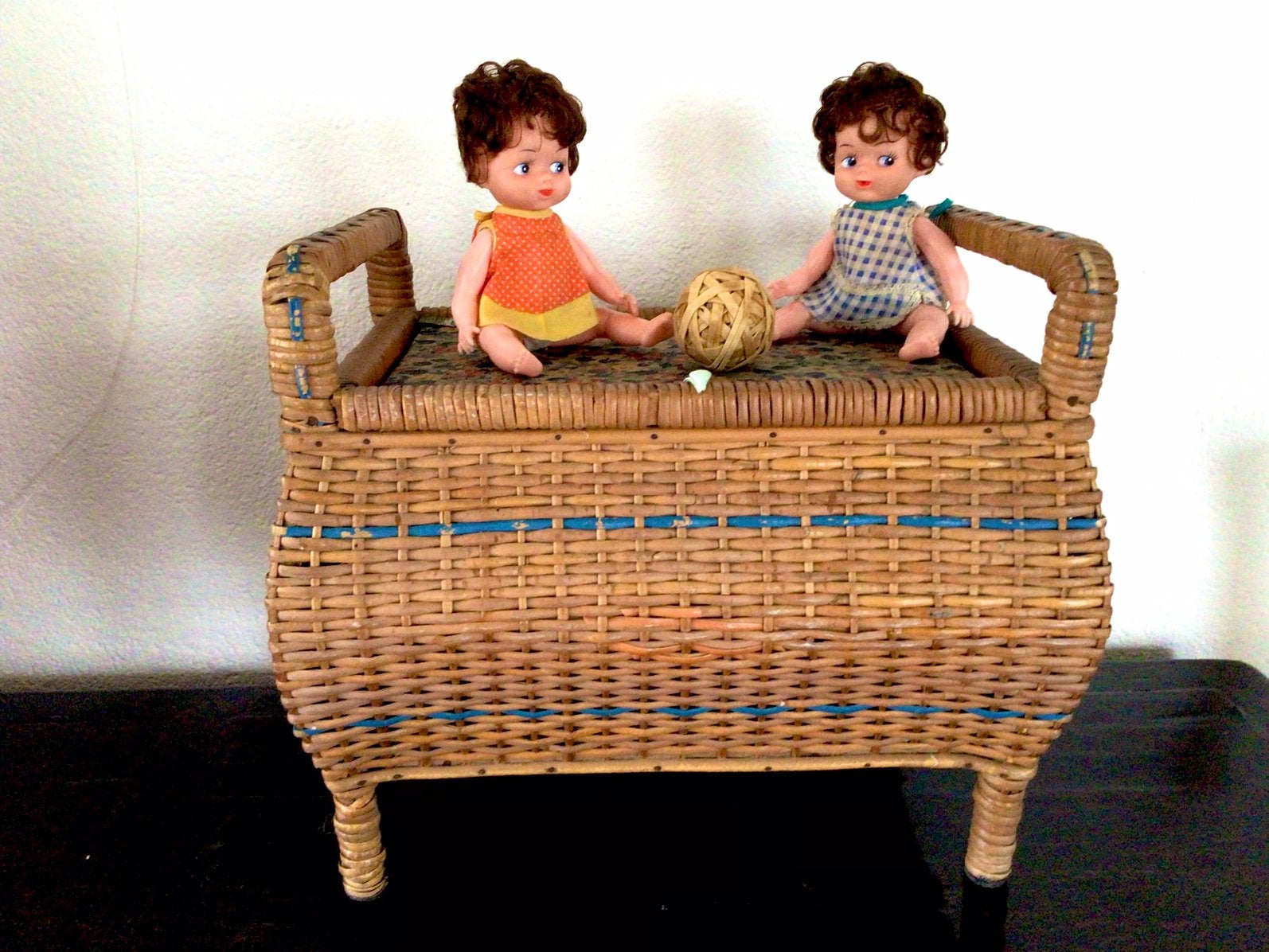 Grote vintage mand met deksel, Ophalen of Verzenden, Zo goed als nieuw, Rechthoekig, Riet