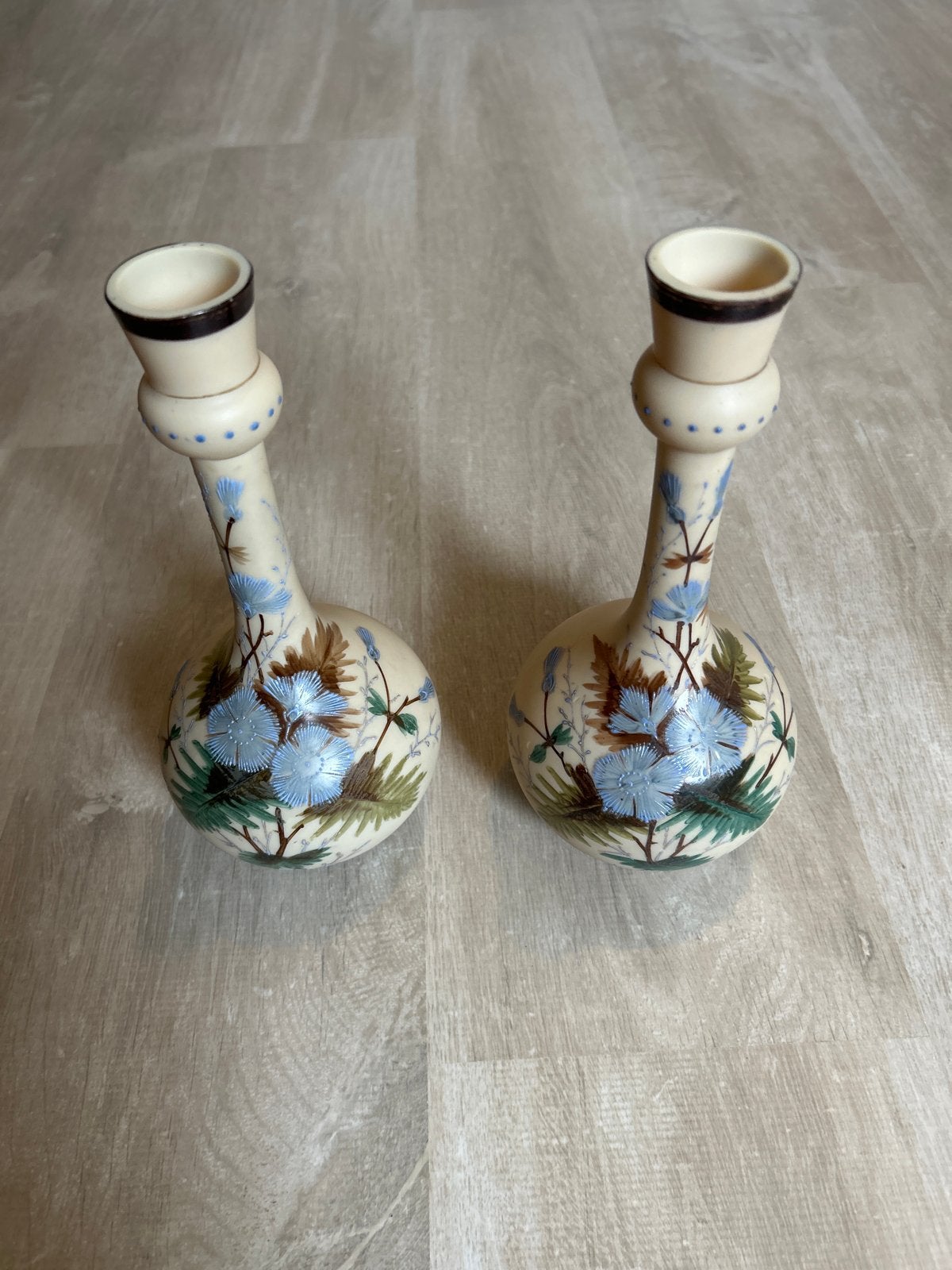 Set van 2 antieke handgeschilderde vazen, Antiek en Kunst, Ophalen
