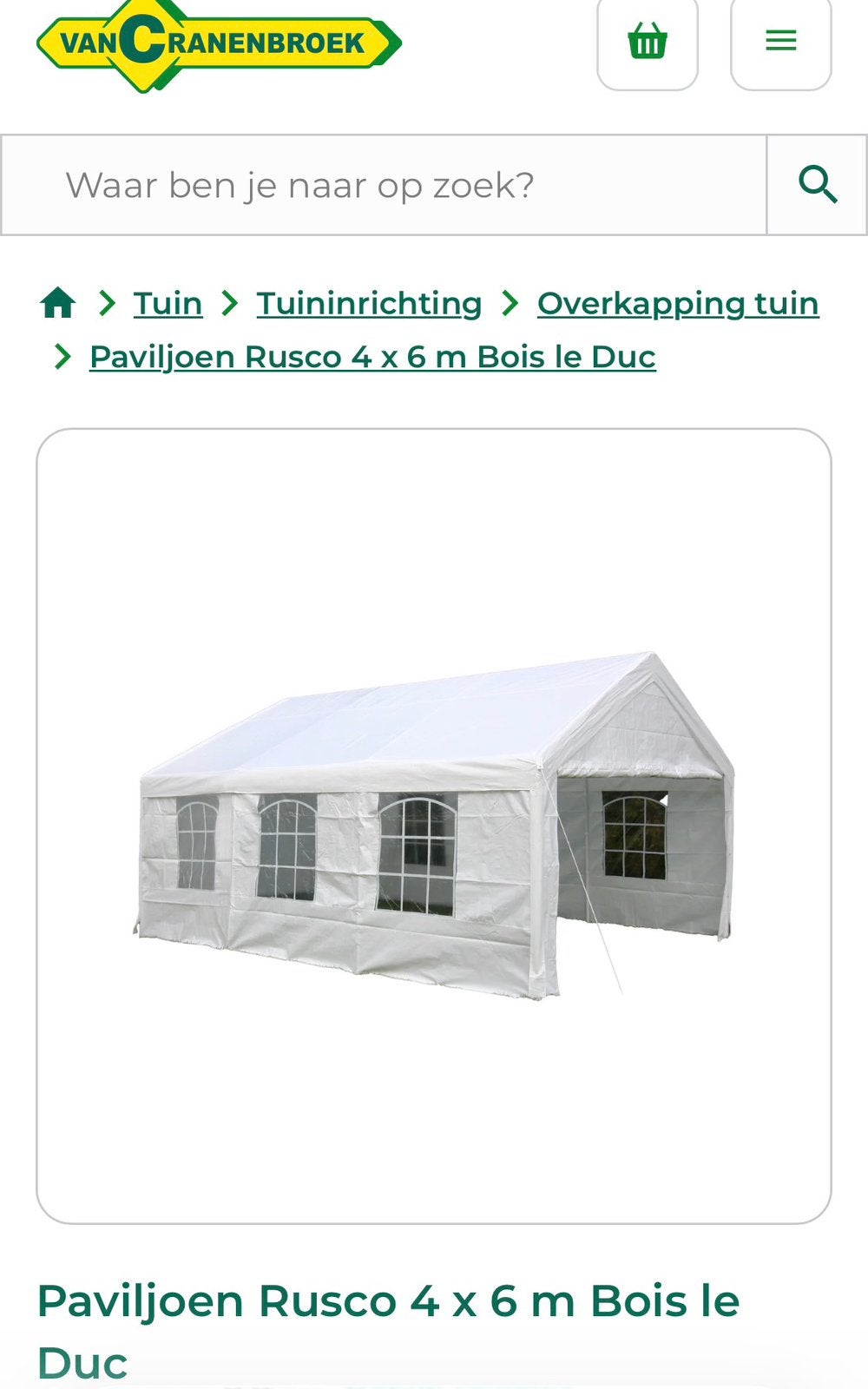 Partytent Paviljoen Roca 4x6m - Nieuw in verpakking, Opvouwbaar, Nieuw, 4 tot 6 meter, Paviljoen