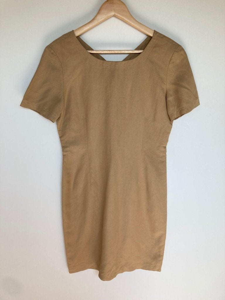 Marella linnen jurk maat 38 bruin beige aansluitend, Maat 38/40 (M), Ophalen of Verzenden, Zo goed als nieuw, Marella