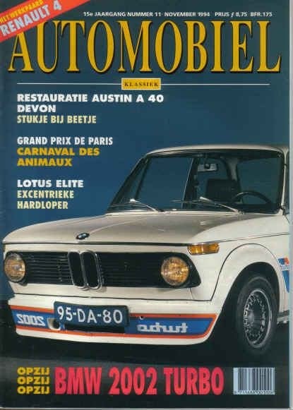 Automobiel 11 1994 : BMW 2002 Turbo - Lotus Elite - Renault, Ophalen of Verzenden, Gelezen, Algemeen