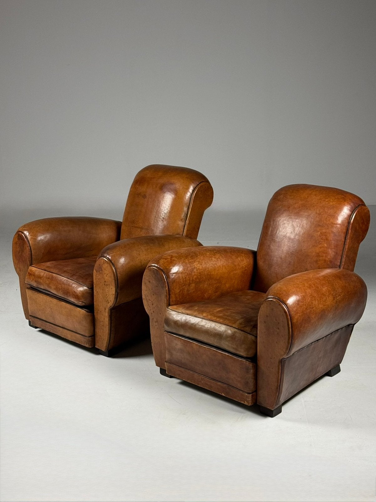 Lederen clubchairs 1930-1940 antiek