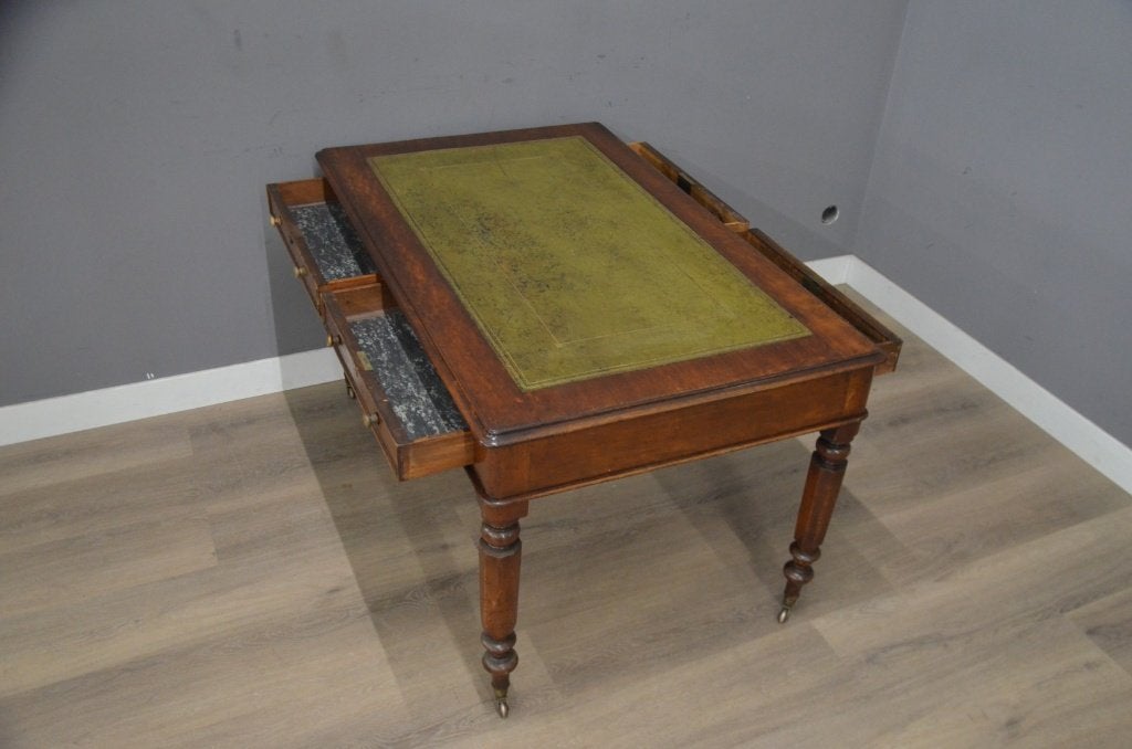 Engels Mahonie schrijftafel/Partnerdesk, Overige typen, Gebruikt, Met lades, Antiek