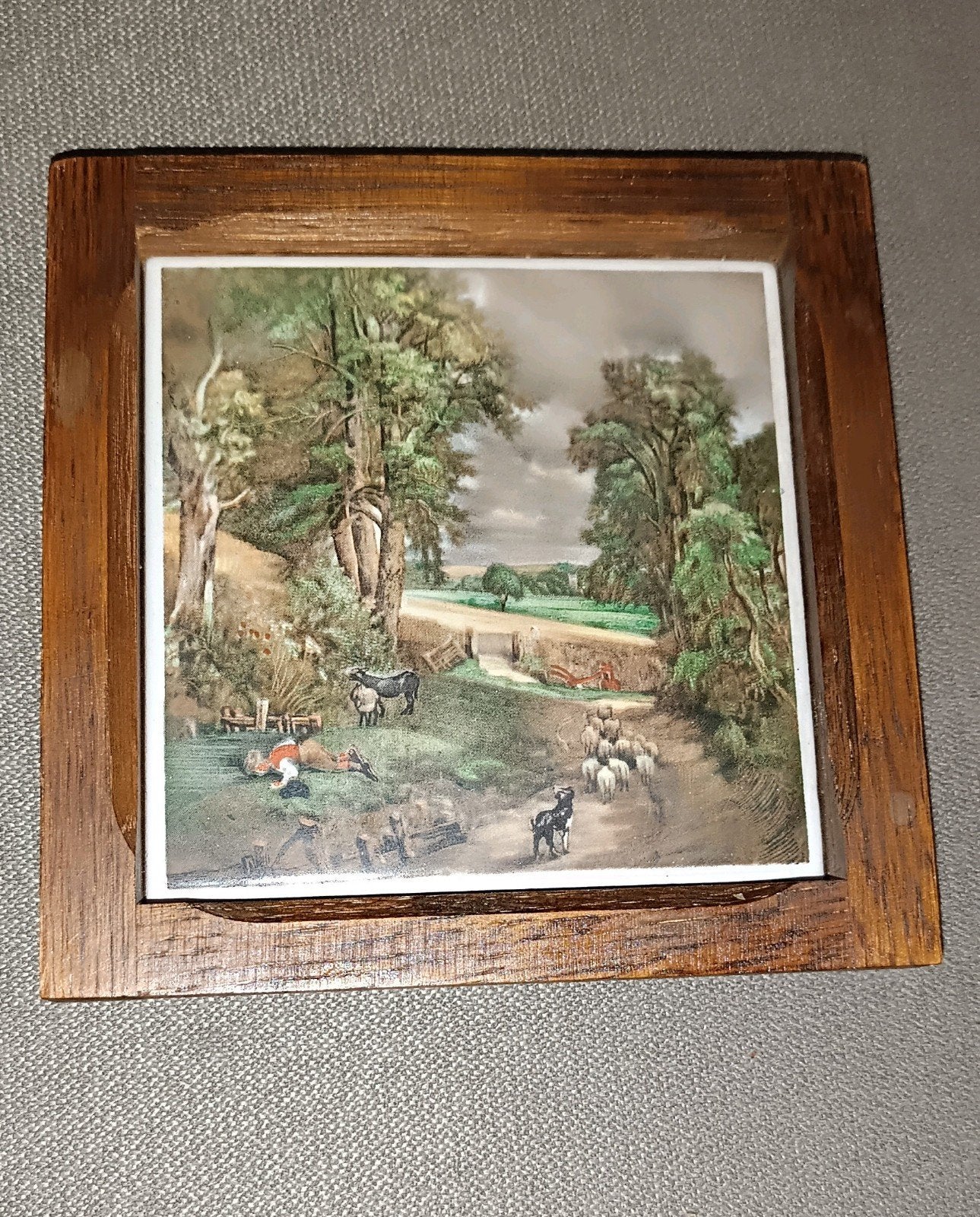 Vintage  keramische tegel – 'The Cornfield' (John Constable), Antiek en Kunst, Antiek | Wandborden en Tegels, Ophalen of Verzenden
