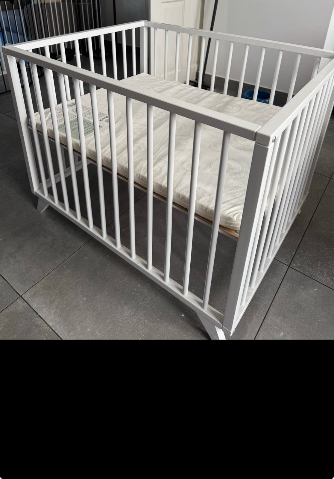 Bopita Retro Box Wit met Puck Boxmatras 72x93x4 cm, Kinderen en Baby's, Boxen, Ophalen, Zo goed als nieuw, Rechthoekig