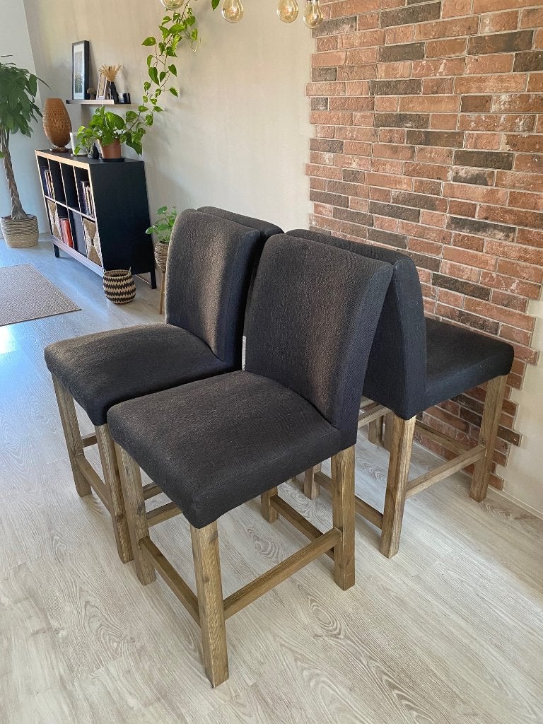 Set van 4 Houten Barstoelen (Opknappers), Huis en Inrichting, Stoelen, Ophalen, Gebruikt, Industrieel / Landelijk / Rustiek, Vier