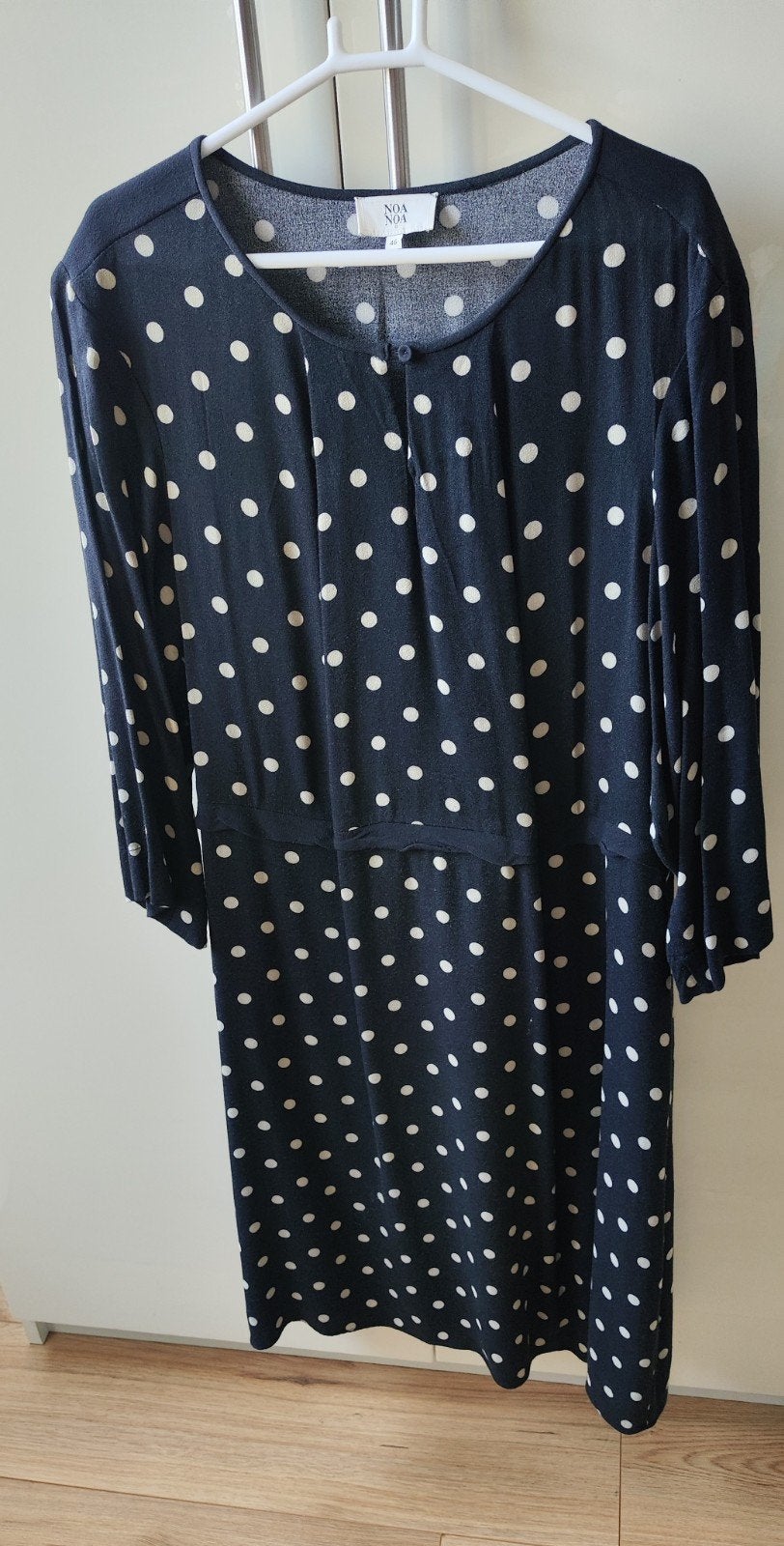 Donkerblauwe jurk met witte stippen maat 46 merk Noa Noa, Blauw, Maat 46/48 (XL) of groter, Ophalen of Verzenden, Zo goed als nieuw