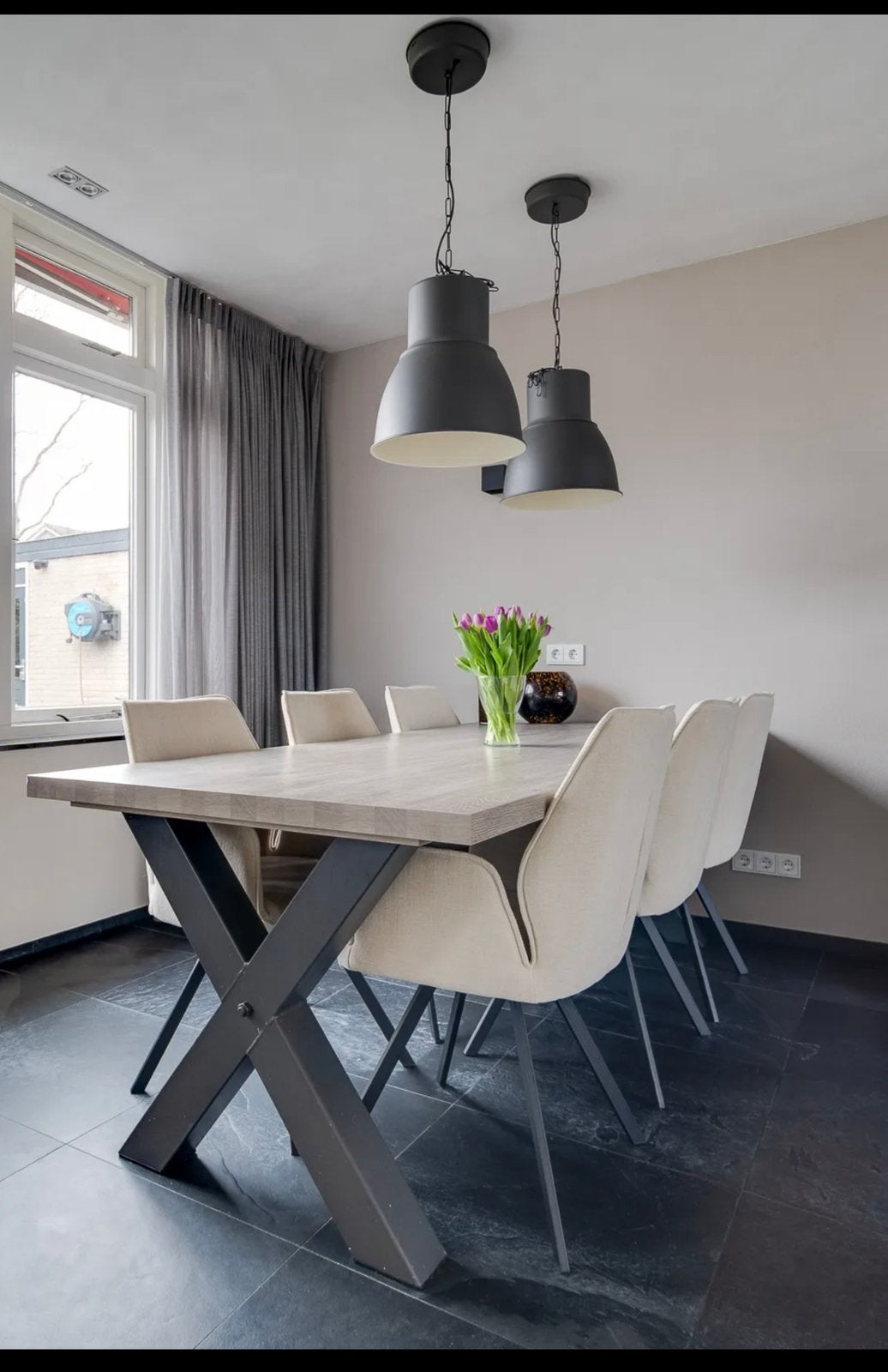 Mooie eettafel 220x100 cm met metalen onderstel, Ophalen, 100 tot 150 cm, 200 cm of meer, Zo goed als nieuw
