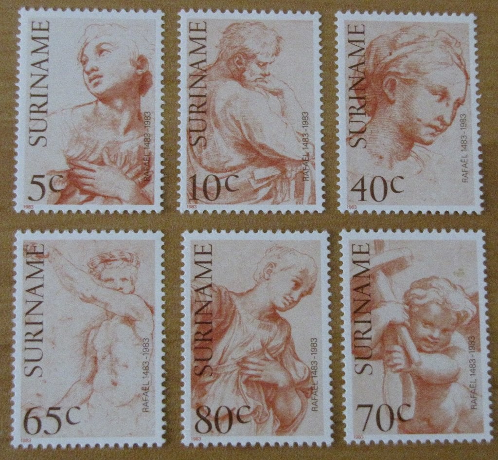 Rep-Suriname 342-347 serie schilder Rafael., Verzenden, Postfris