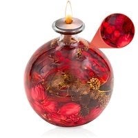 Unieke Handgemaakte Olielamp met Rode Gedroogde Bloemen, Bramengaard, Nieuw, Ophalen of Verzenden, Modern