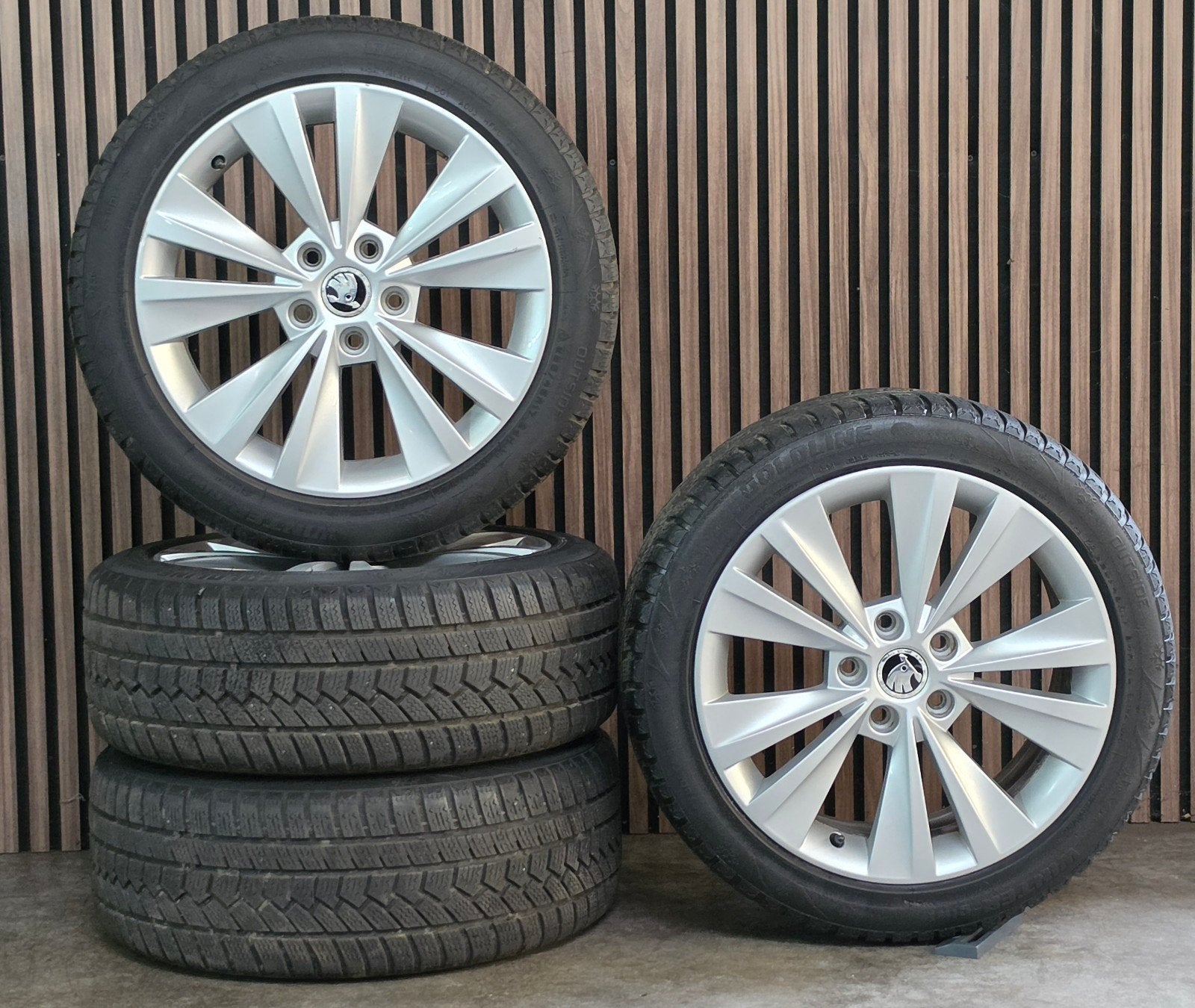 Nette 17" Orig SKODA Octavia Velgen+GOEDE Winterbanden 5x112, Ophalen, Gebruikt, Banden en Velgen, 17 inch
