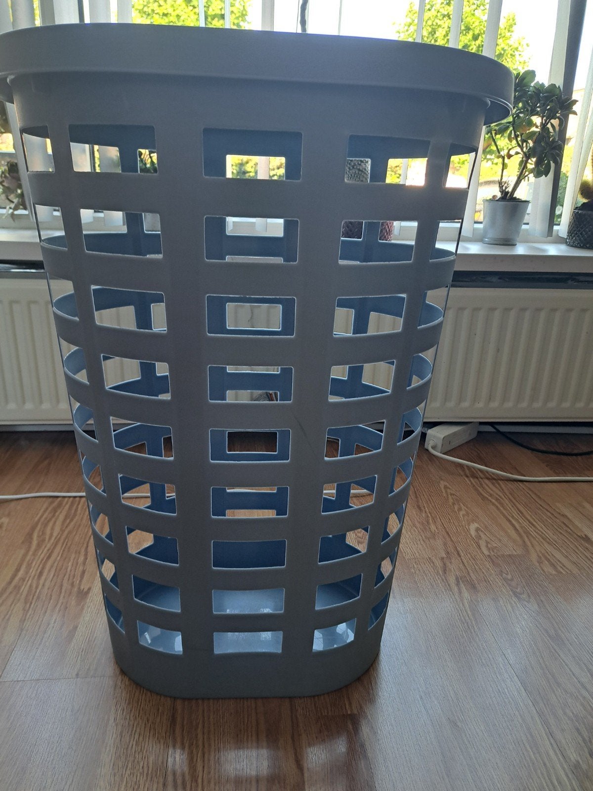 Hema wasmand met deksel 54 liter, Ophalen, Gebruikt, Blauw, Kunststof