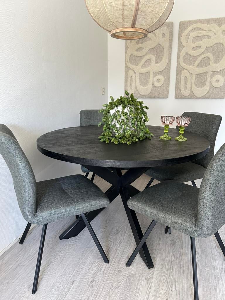 Eetkamer tafel rond 120, 100 tot 150 cm, Verzenden, Rond, Zo goed als nieuw