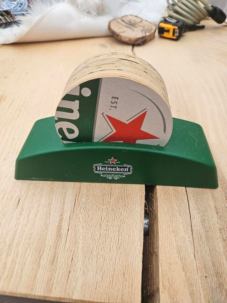 Heineken bierviltjes houder met viltjes, Ophalen of Verzenden, Zo goed als nieuw, Gebruiksvoorwerp