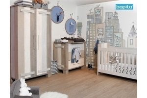 Bopita babykamer: ledikant, commode en kledingkast, Kinderen en Baby's, Kinderkamer | Complete kinderkamers, Ophalen, Gebruikt