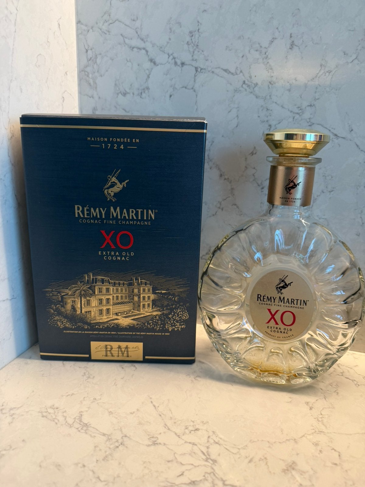 Remy Martin XO cognac fles en doos (leeg), Ophalen of Verzenden, Zo goed als nieuw, Verpakking