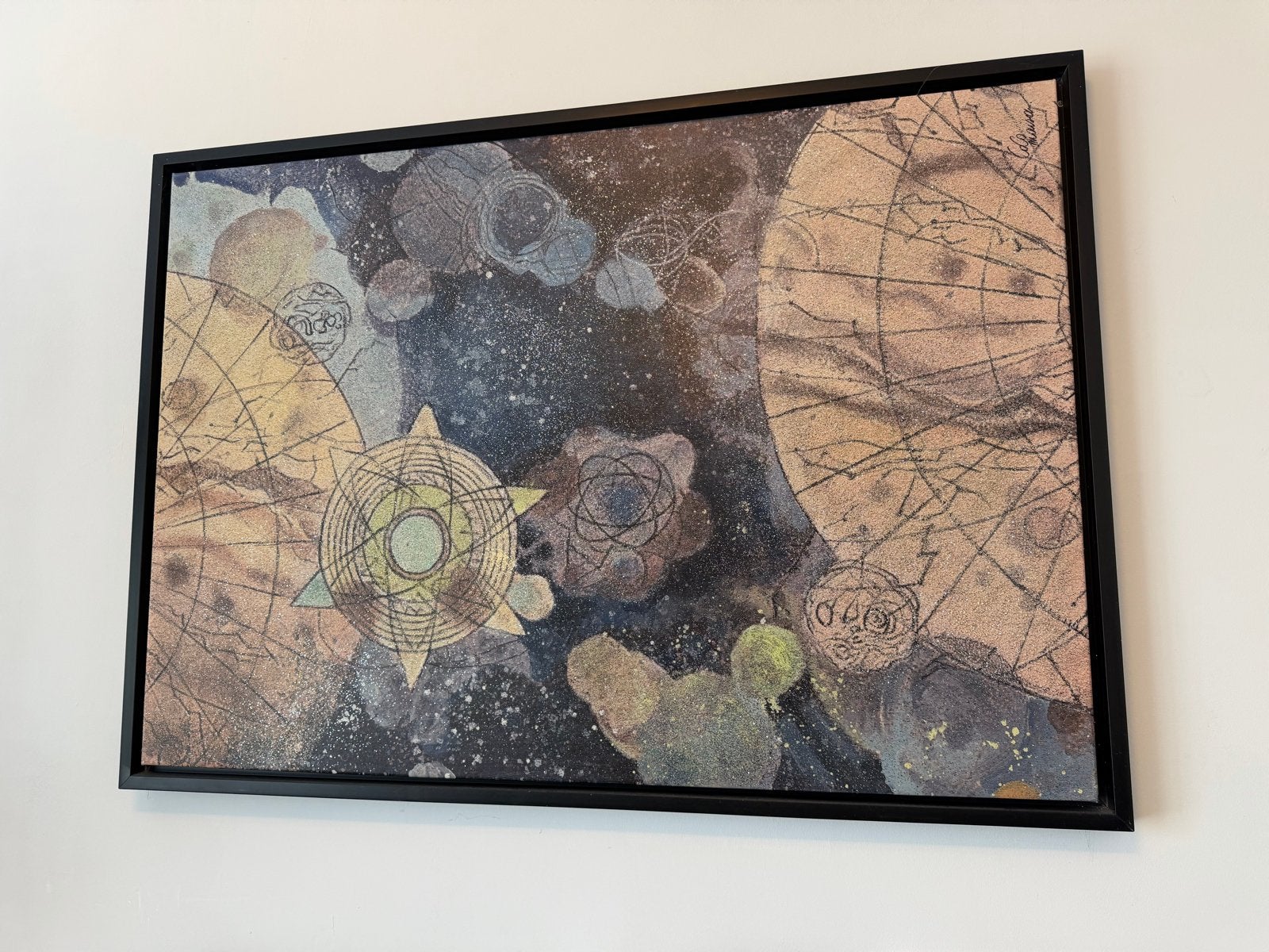 Groot modern abstract schilderij heelal ruimte, Ophalen