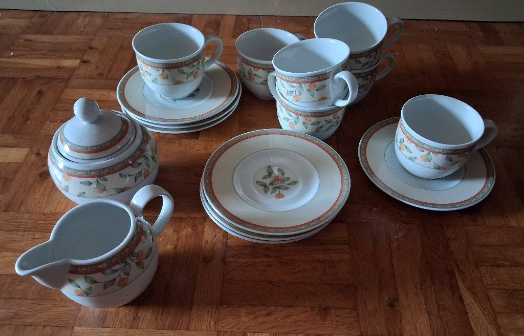 Servies Melkkan Suikerpot Art Design, Ophalen of Verzenden, Zo goed als nieuw, Overige stijlen, Kop(pen) en/of Schotel(s)