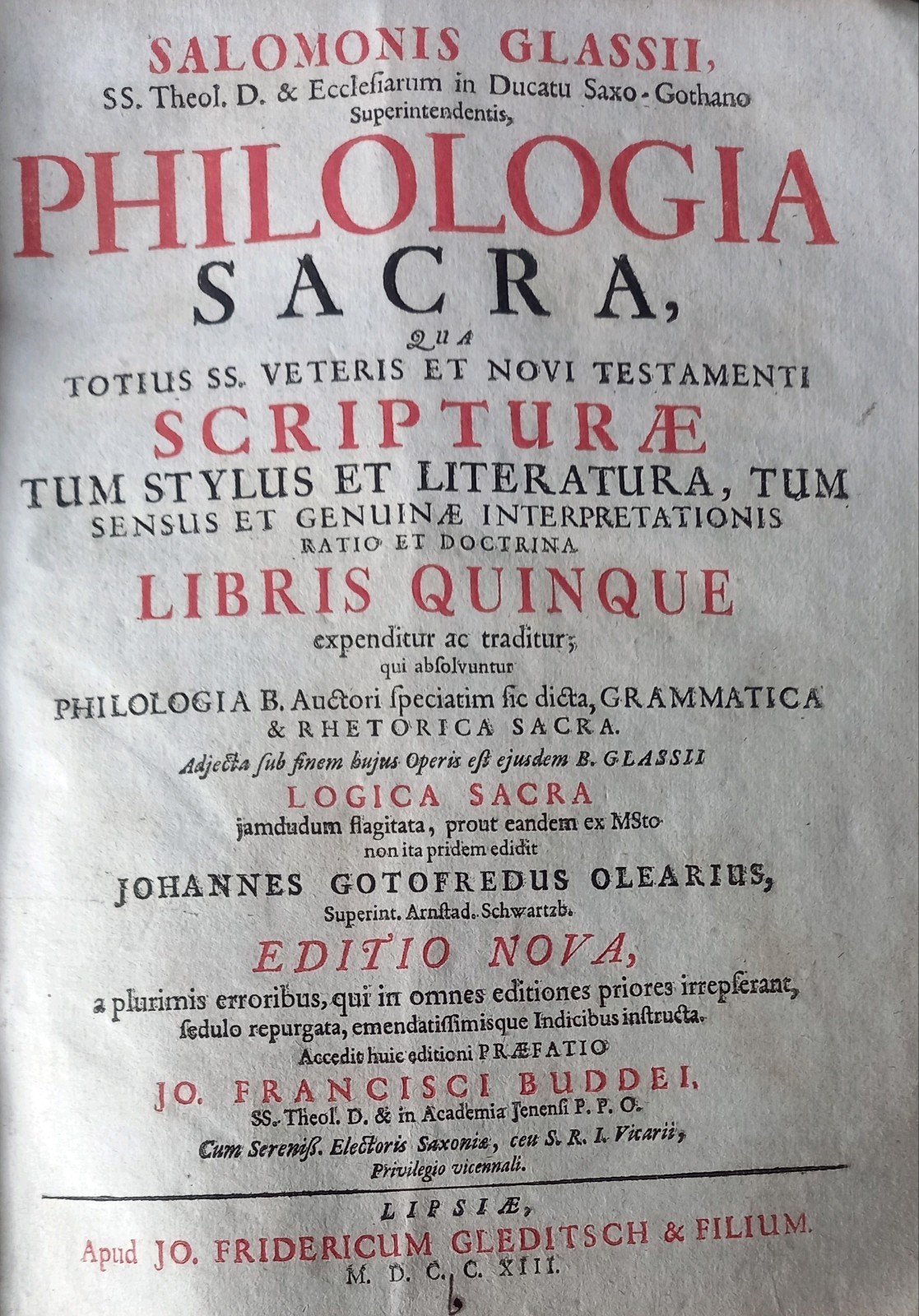 Salomon Glassius - Philologia Sacra (1723), Boeken, Ophalen of Verzenden, Gelezen, Salomon Glassius, Christendom | Protestants
