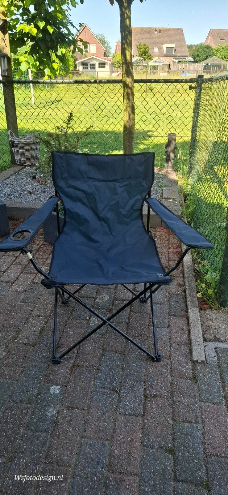 Opvouwbare Campingstoel / Visstoel met bekerhouder, Caravans en Kamperen, Kampeermeubelen, Ophalen, Gebruikt, Campingstoel