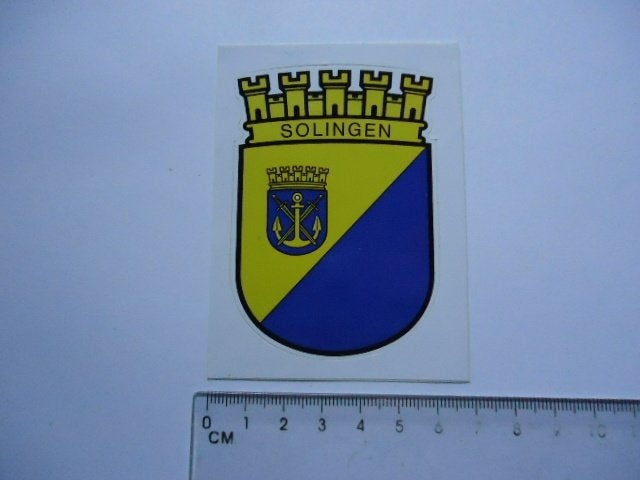 sticker oud SOLINGEN logo schild plastic zakmes mes messen, Verzamelen, Verzenden, Zo goed als nieuw, Bedrijf of Vereniging