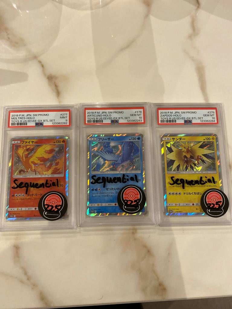 Legendary Birds Sequential PSA 10/9 -Moltres/Articuno/Zapdos, Hobby en Vrije tijd, Verzamelkaartspellen | Pokémon, Zo goed als nieuw